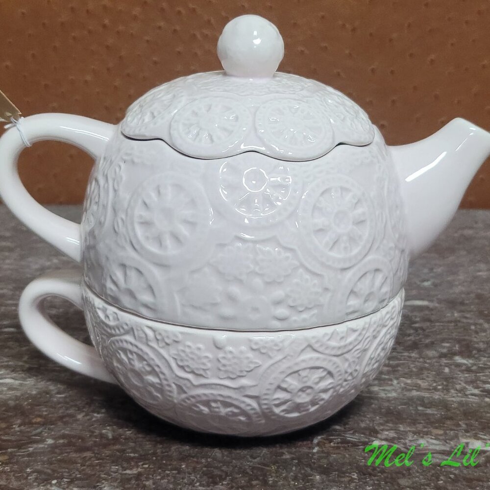 Vintage KATE WILLIAMS Wagon Wheel Pink 3 set Tea for ONE